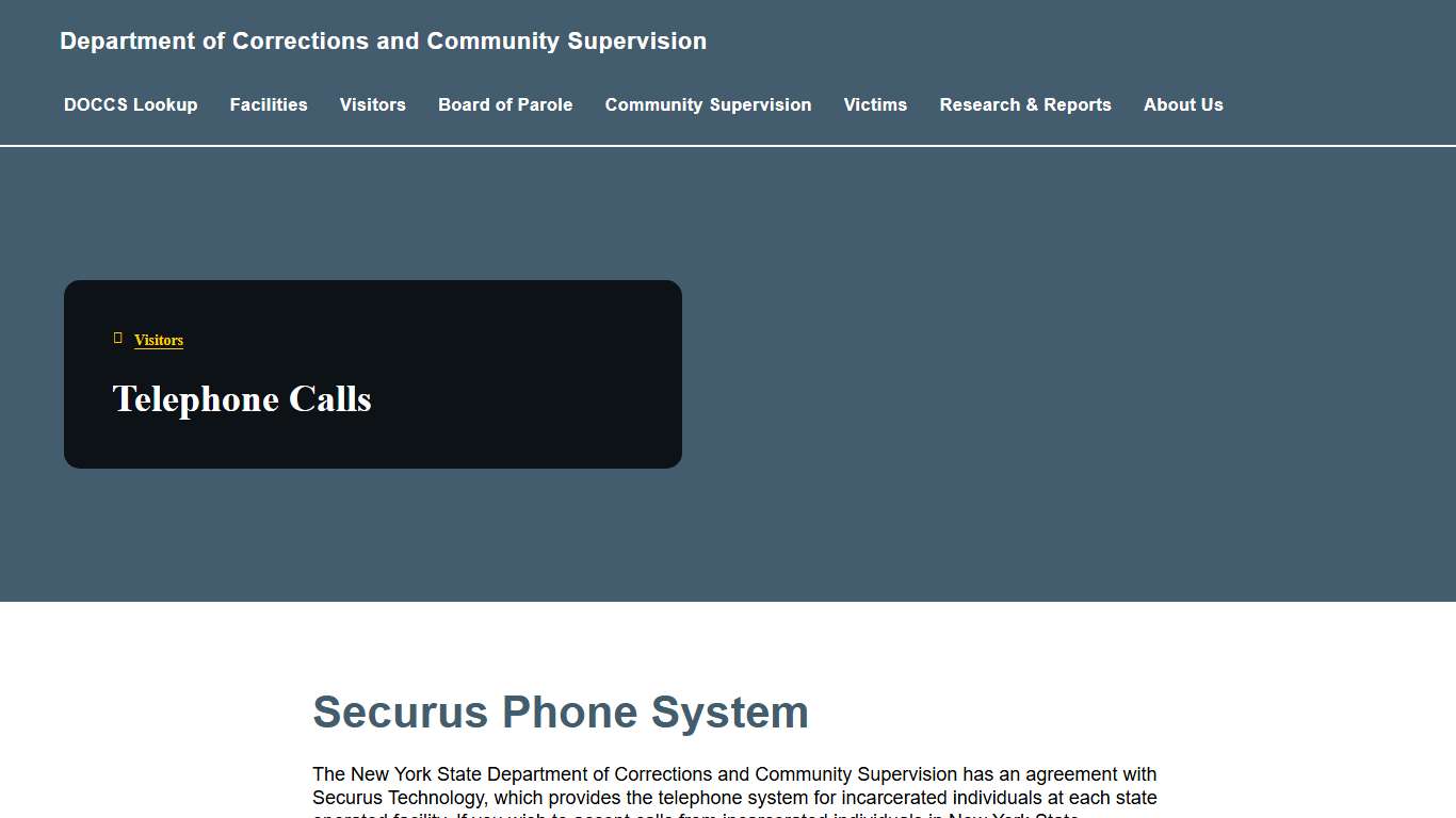 Telephone Calls | Department of Corrections and Community Supervision