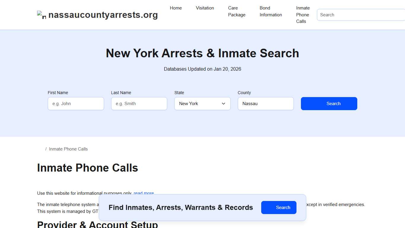 Inmate Telephone System - Nassau County Jail , NY